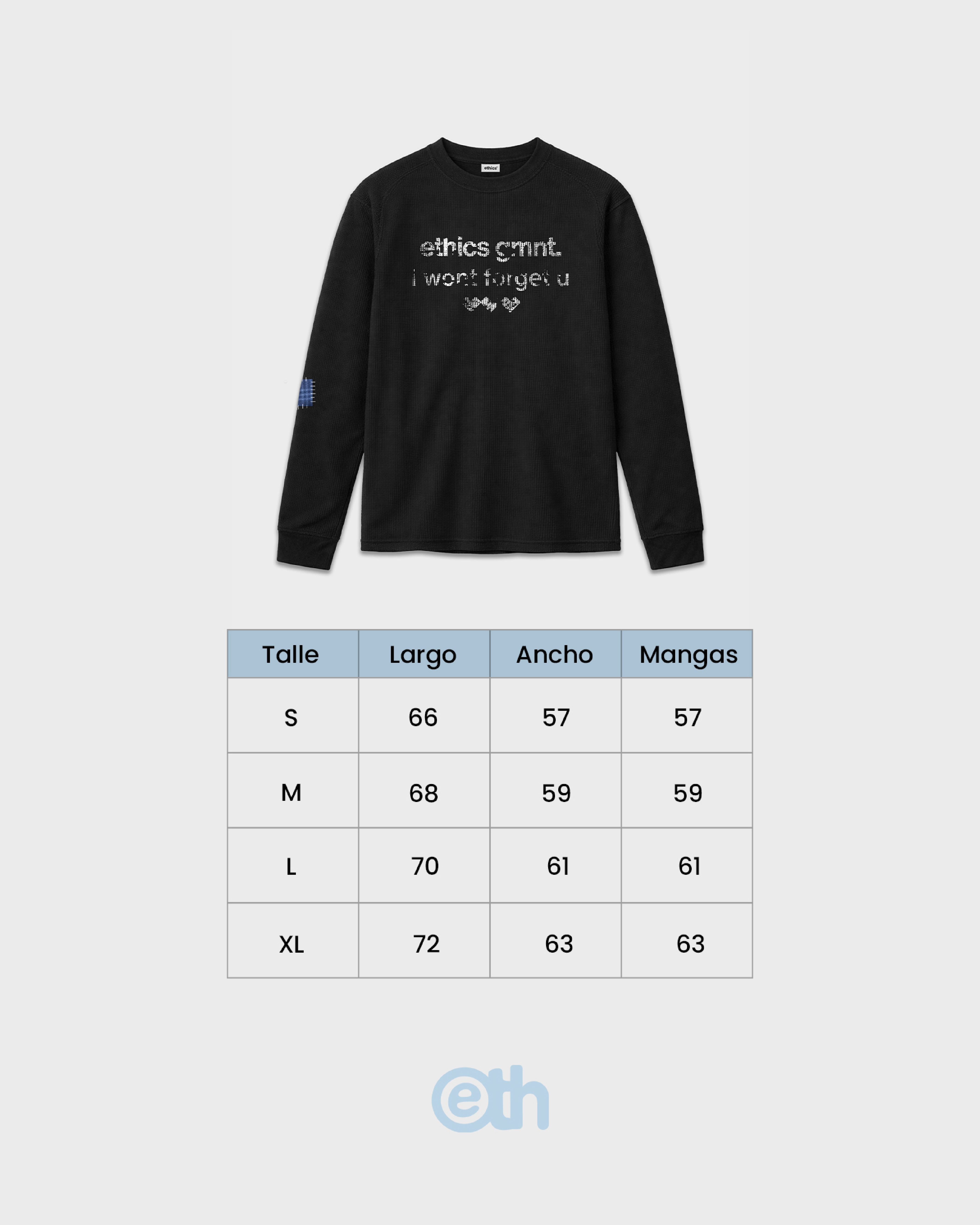 Tabla de talles Remera Wafle